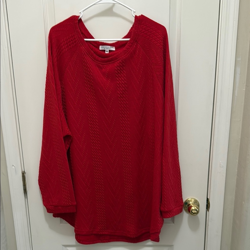 Women’s CHICSOUL 4XL Red Knit Sweater cozy Soft Plus Size Red Knit